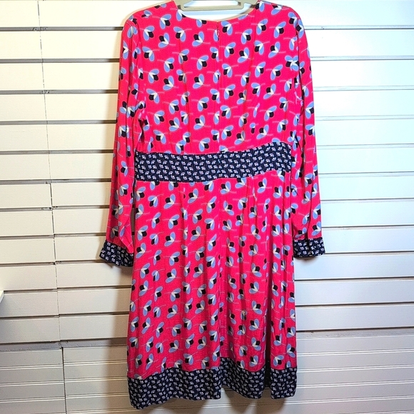 Boden Daisy Dress Women's Size 10 Pink & Blue Pop Peony Geo Floral Midi Colorful - Picture 5 of 9
